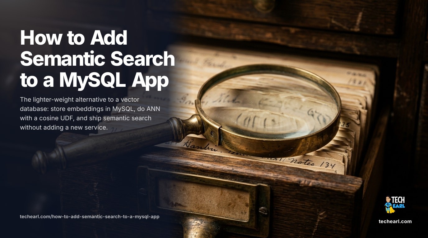Add semantic search to an existing MySQL app with MySQL 9's VECTOR type and embeddings from Voyage or OpenAI. Index, query, and rank without a separate vector DB.