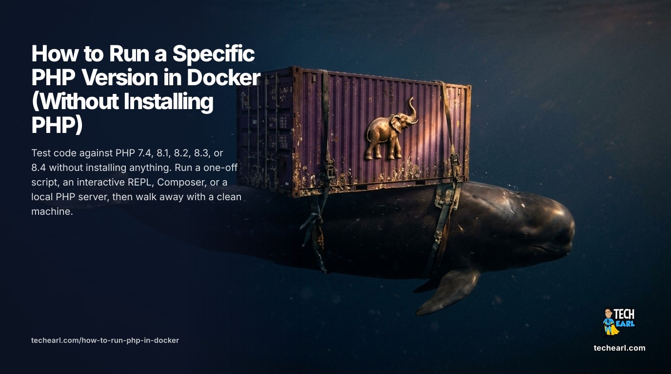 Run PHP 7.4, 8.1, 8.2, 8.3, or 8.4 in Docker without installing PHP. One-off scripts, REPL, Composer, and a local PHP server. With persistent vendor/ caching.