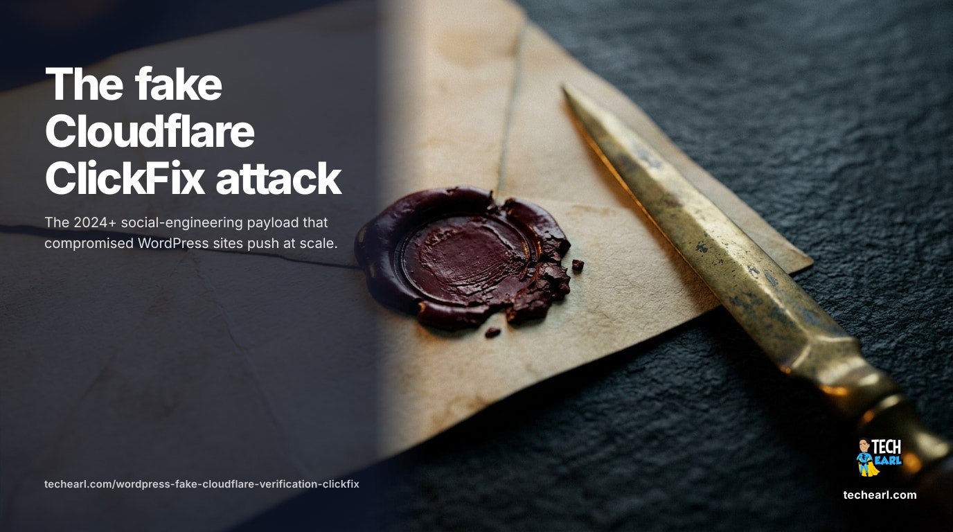 Visitors see a fake Cloudflare verification on your WordPress site asking them to paste a command. That's ClickFix. Detection, removal, and persistence cleanup so it doesn't return.