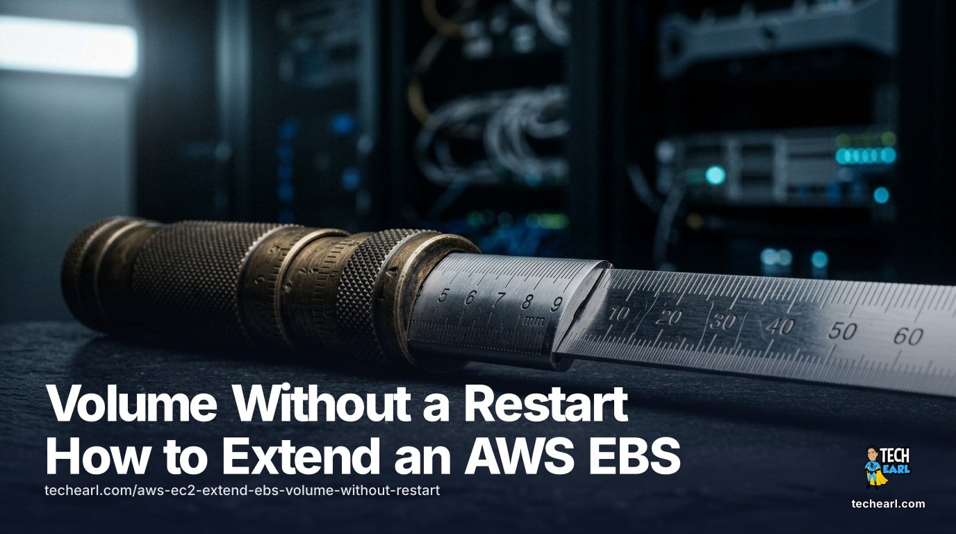 Extend an AWS EBS Volume Without a Restart (2026) Grow an AWS EBS volume with zero downtime: aws ec2 modify-volume to enlarge, wait for the optimizing state, then sudo growpart to extend the partition and sudo resize2fs (ext4) or sudo xfs_growfs (XFS) to stretch the filesystem. No detach, no reboot, on a live EC2 instance.