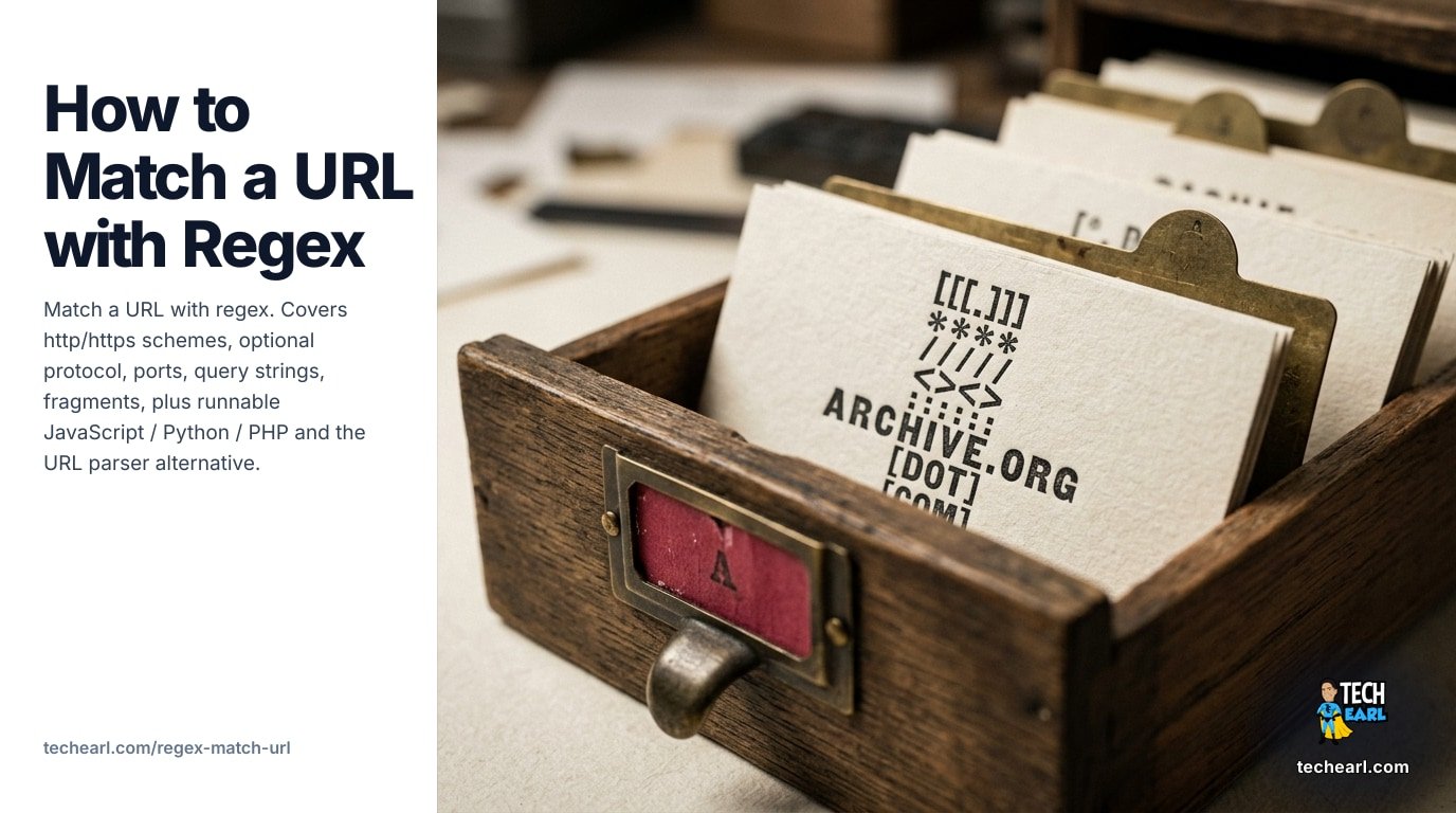 Match a URL with Regex: Practical and Strict Patterns (2026) Match a URL with regex. http/https schemes, protocol-relative URLs, ports, paths, query strings, fragments. JavaScript / Python / PHP examples, engine notes, parser alternative, common mistakes, test table.