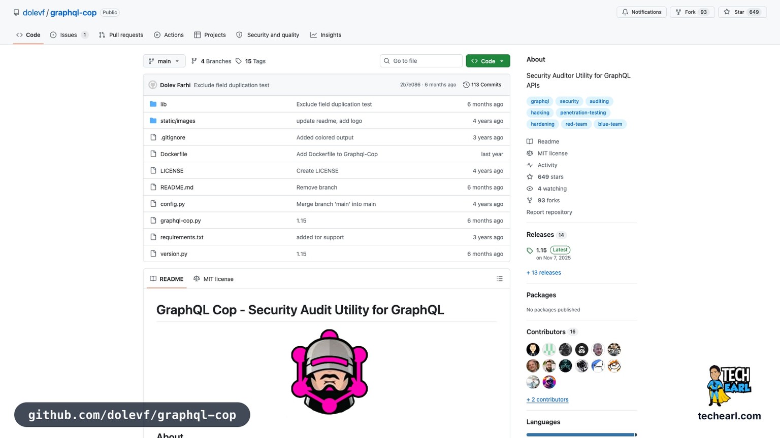 github.com/dolevf/graphql-cop, the GitHub repository for graphql-cop, a GraphQL security audit tool