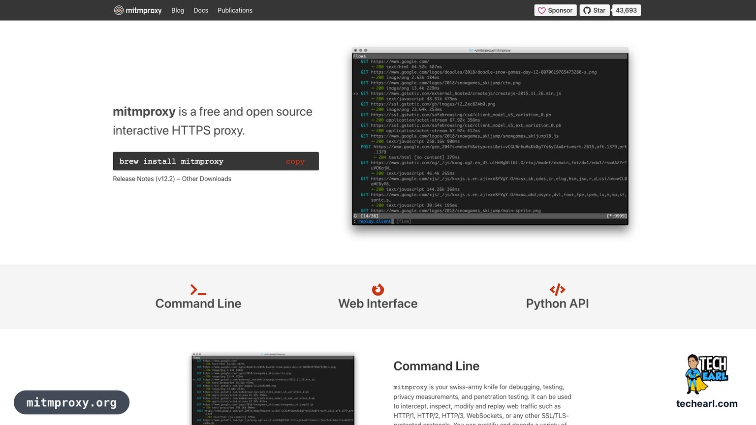 mitmproxy.org, the official site for mitmproxy, the terminal-friendly intercepting proxy that handles high-volume API traffic better than Burp
