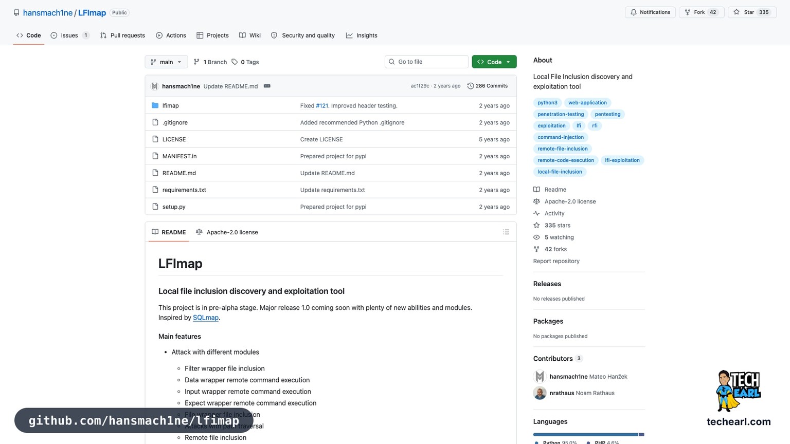 github.com/hansmach1ne/lfimap, the GitHub repository for LFImap, a modern Python LFI and path traversal scanner with wrapper support