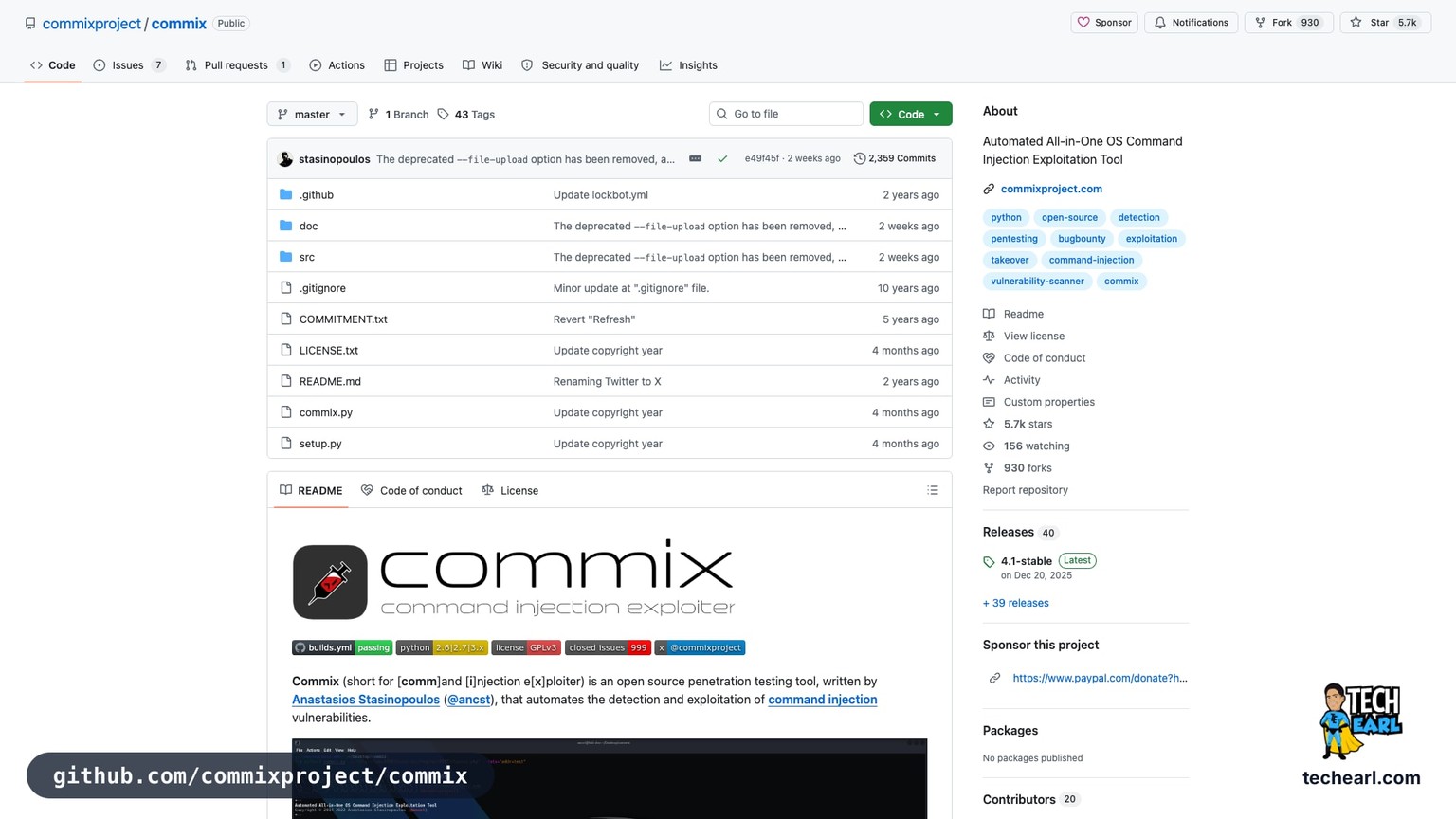github.com/commixproject/commix, the GitHub repository for commix, the canonical OS command injection automation tool
