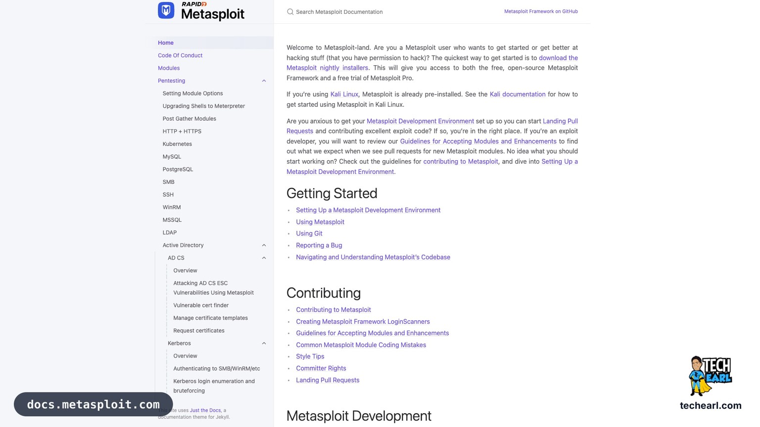 docs.metasploit.com, the official Metasploit Framework documentation site