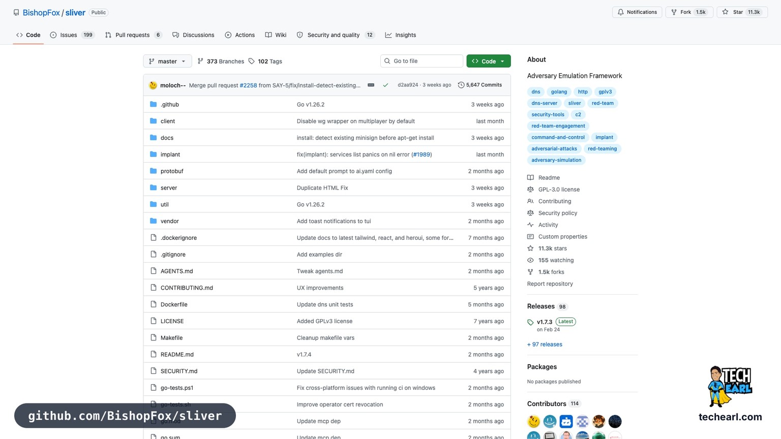 github.com/BishopFox/sliver, the GitHub repository for Sliver, the modern open-source C2 framework