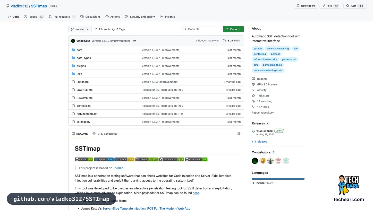 github.com/vladko312/SSTImap, the GitHub repository for SSTImap, the actively maintained SSTI exploitation tool