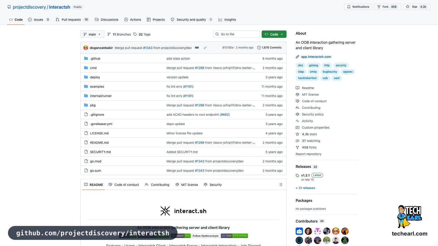 github.com/projectdiscovery/interactsh, the GitHub repository for Interactsh, the out-of-band interaction server used for blind XSS callbacks