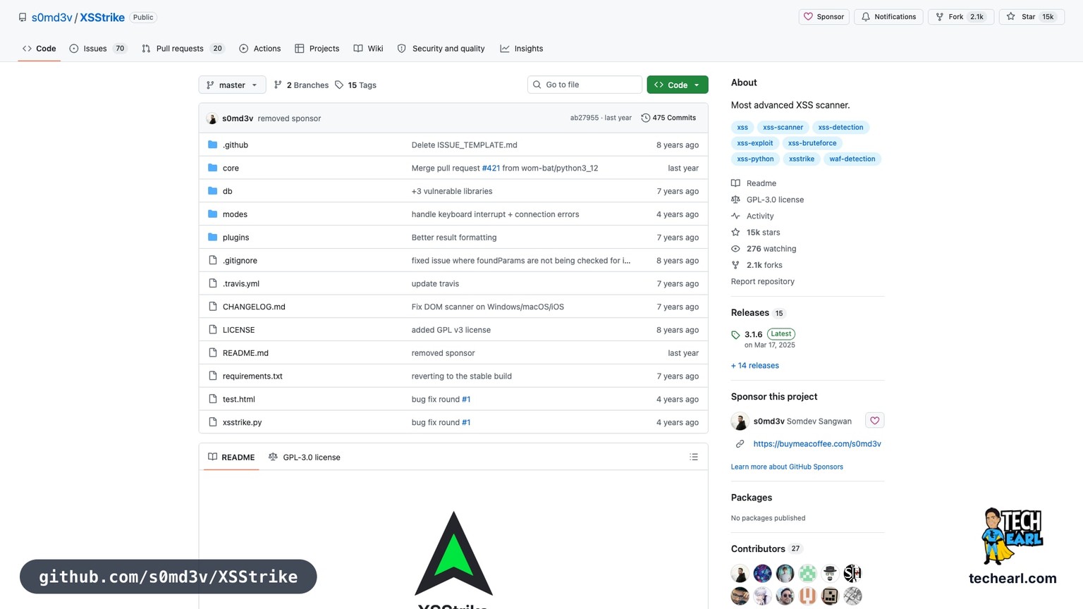 github.com/s0md3v/XSStrike, the GitHub repository for XSStrike, an advanced XSS detection and exploitation suite