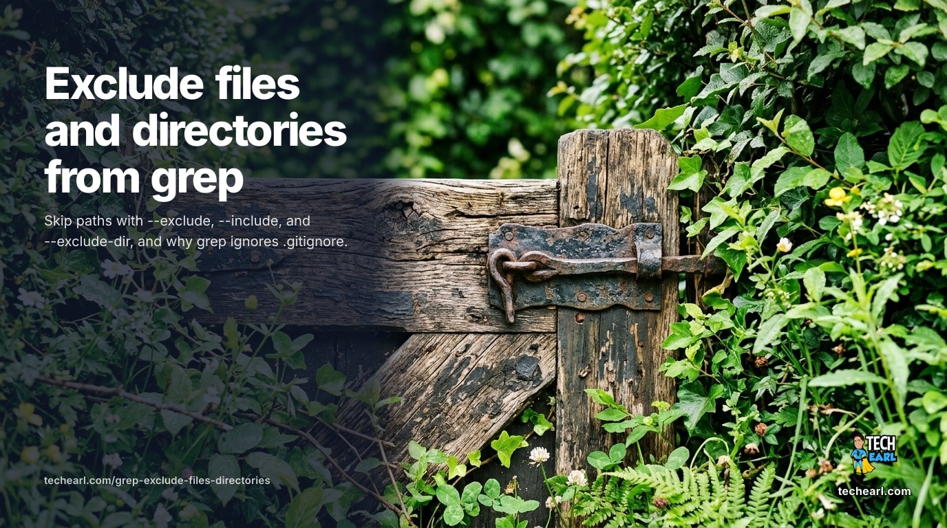 grep Exclude Files and Directories: --exclude, --exclude-dir (2026) Skip node_modules, .git, and build output from grep with --exclude-dir, exclude filename globs with --exclude, and search only matching files with --include. The one-liner, brace expansion, --exclude-from, and the BSD grep fallback.